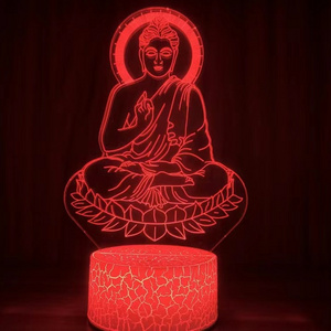 Buddha Acrylic LED Table Lamp Christmas Gift  Buddhism Decoration Light