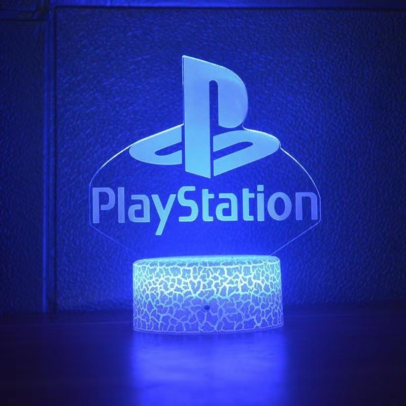 PlayStation Gaming Room Desk Setup Lighting Decor