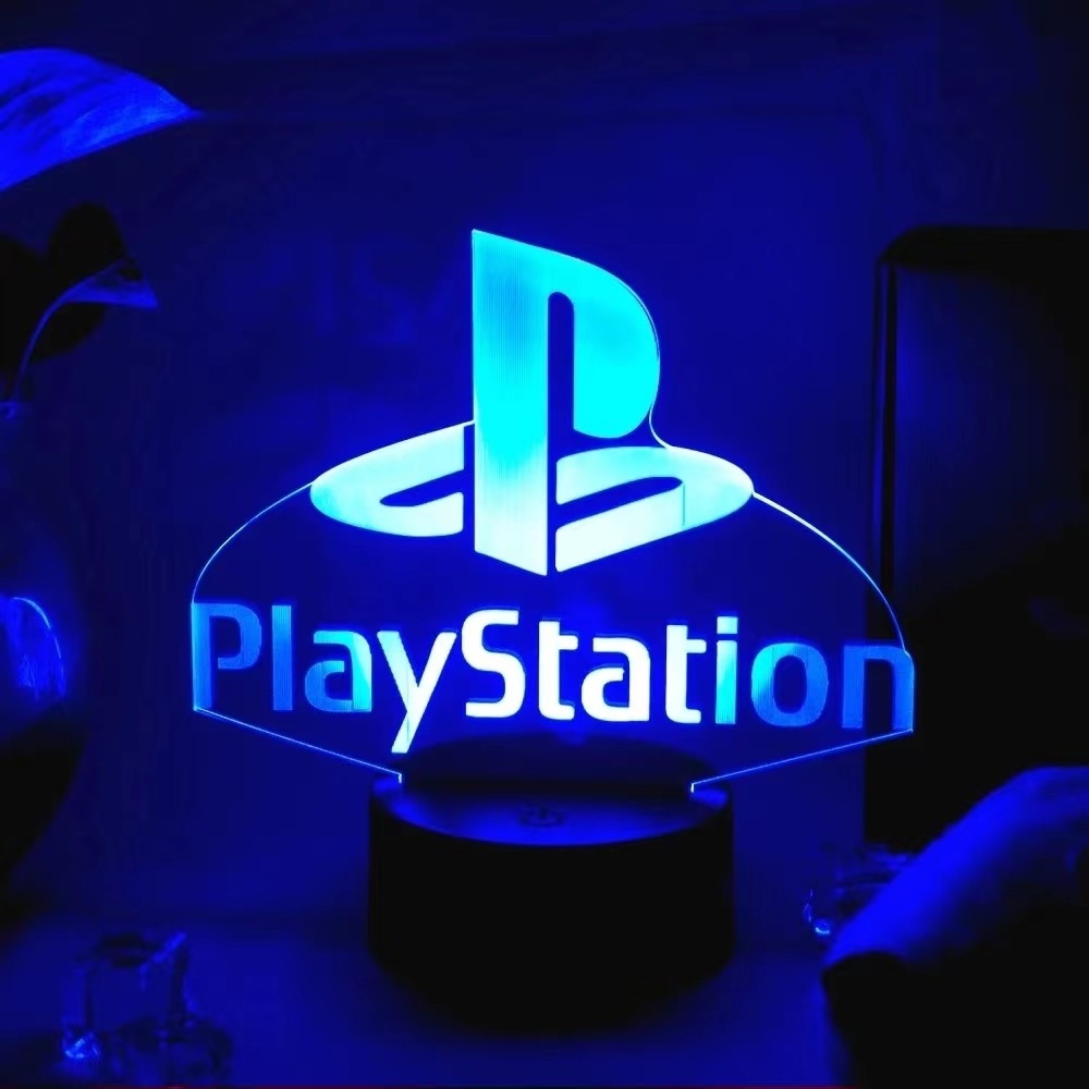 PlayStation Gaming Room Desk Setup Lighting Decor