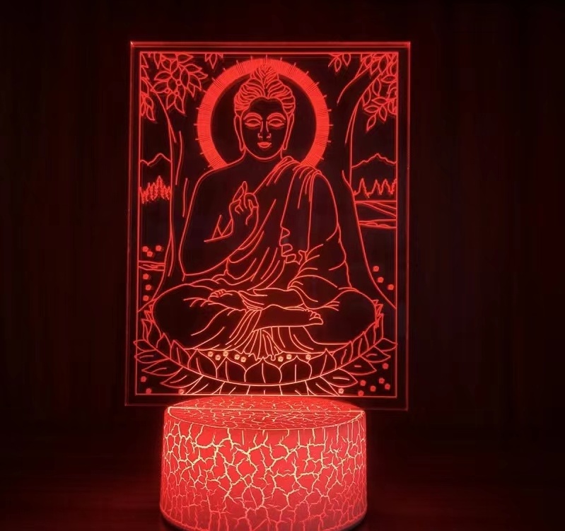 Buddha Acrylic LED Table Lamp Christmas Gift  Buddhism Decoration Light