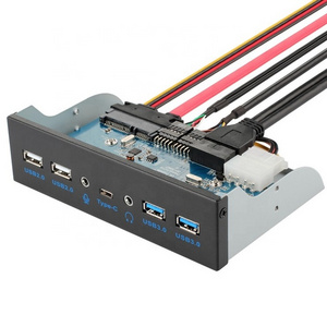 New Design 5.25 Inch Multiport USB HUB Cable 2Port USB 3.0 and USB 2.0 and Type C Audio Port Front Panel