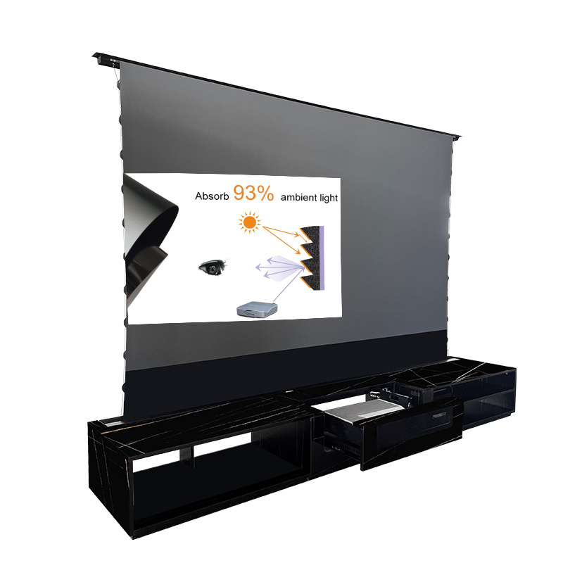 XYScreen UST Projector TV Cabinet Soild Wooden with Built up Rising Motorized Projector Screen