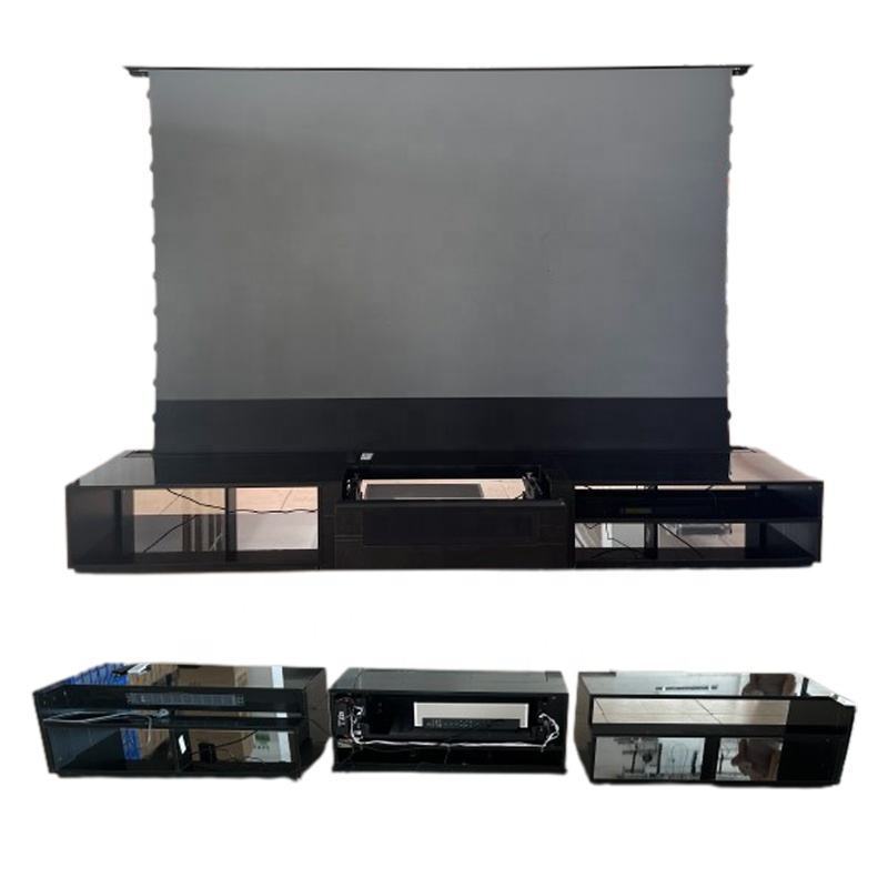 XYScreen UST Projector TV Cabinet Soild Wooden with Built up Rising Motorized Projector Screen