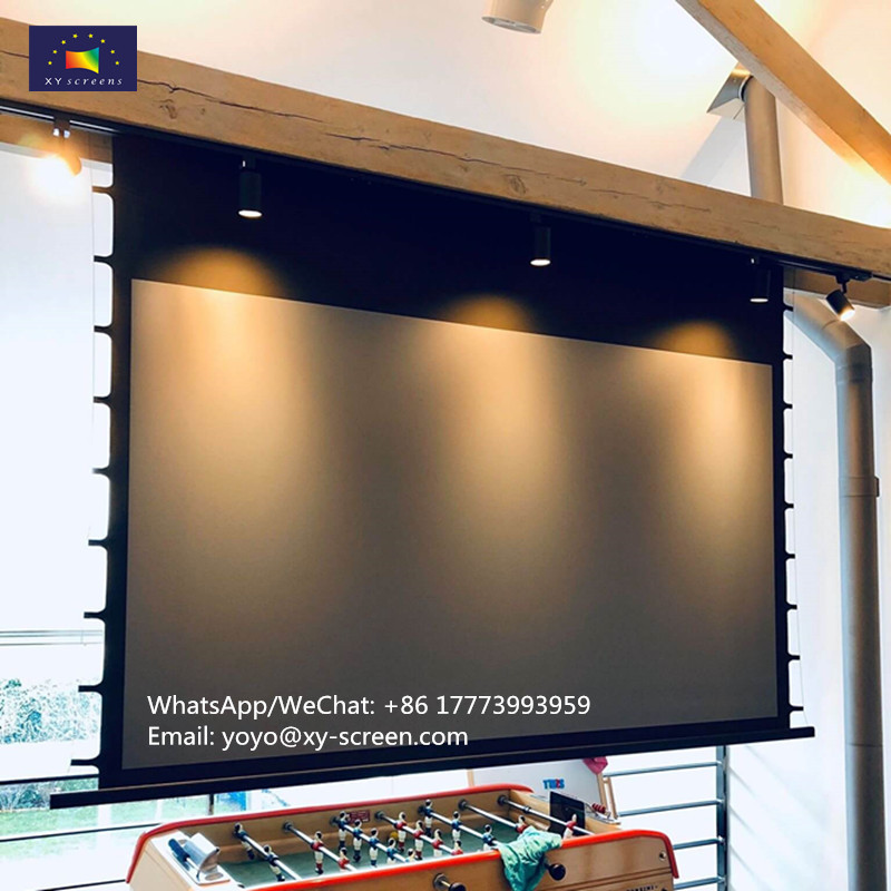 120 inch Motorized Pull Down Tension Projector Screen Roll Up Automatic 16:9 ALR Grey Crystal Projector Screen