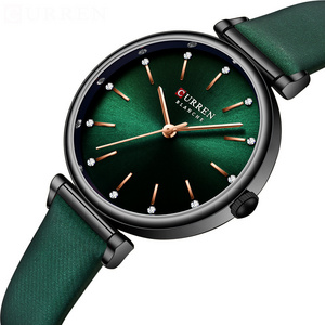 2022 Brand CURREN 9081 Luxury Women Watches Fashion Leather Bracelet Lady Wristwatch Retro Little Green Charming Watches