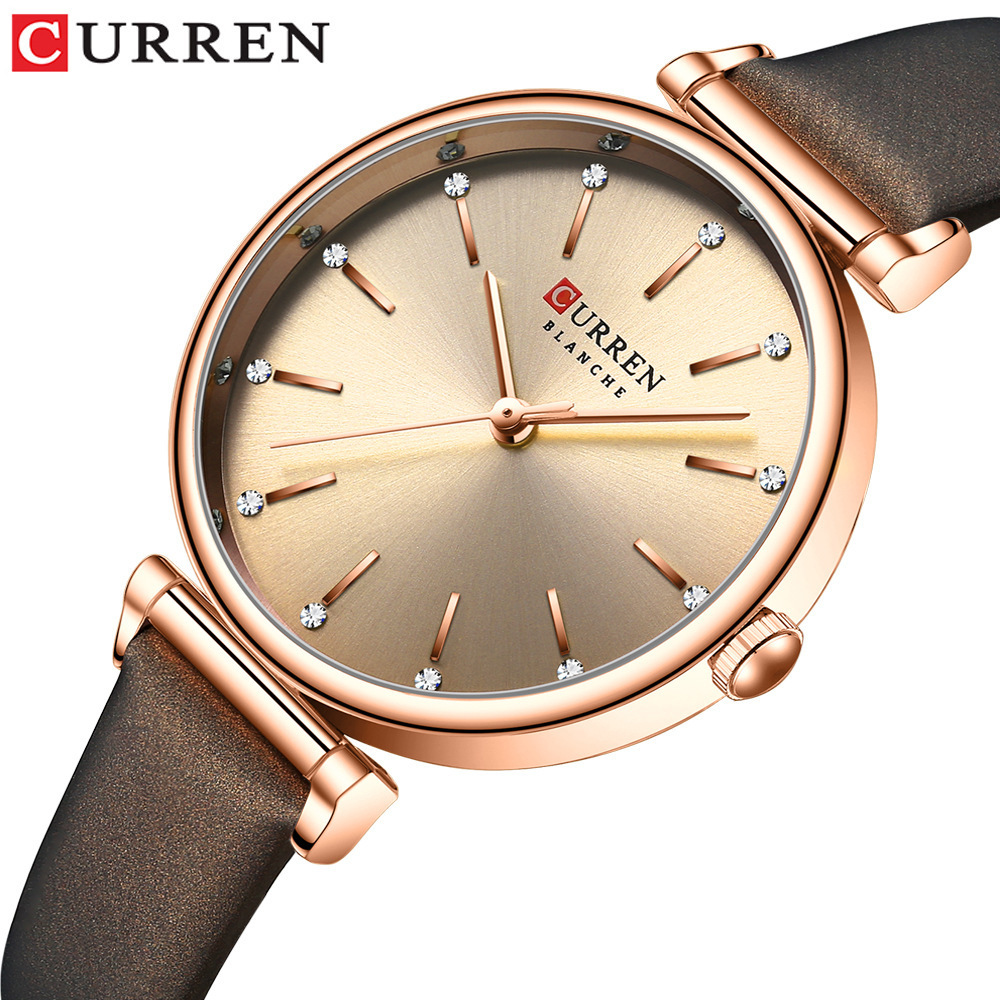 2022 Brand CURREN 9081 Luxury Women Watches Fashion Leather Bracelet Lady Wristwatch Retro Little Green Charming Watches