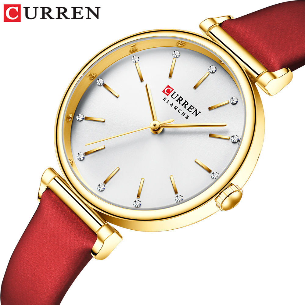 2022 Brand CURREN 9081 Luxury Women Watches Fashion Leather Bracelet Lady Wristwatch Retro Little Green Charming Watches