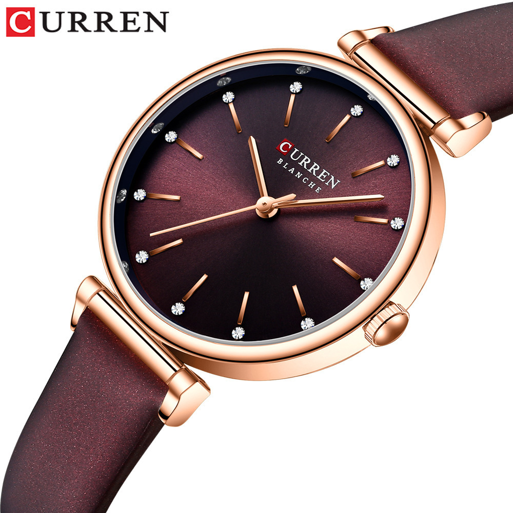 2022 Brand CURREN 9081 Luxury Women Watches Fashion Leather Bracelet Lady Wristwatch Retro Little Green Charming Watches