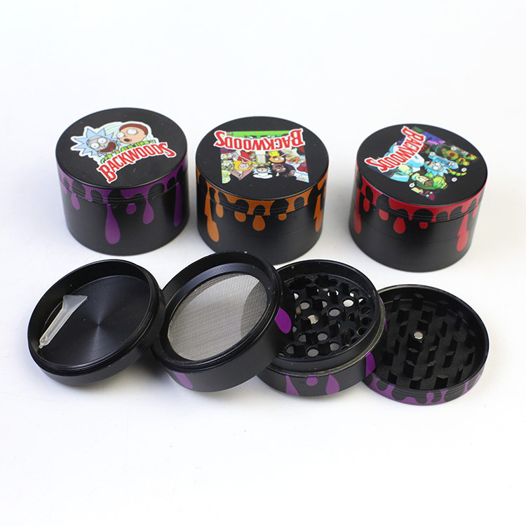 Creative pattern 4 Layers Alloy Metal Herbal Tobacco Herb Grinder Magnet Smoke Grinders Smoking Pipe Grinders