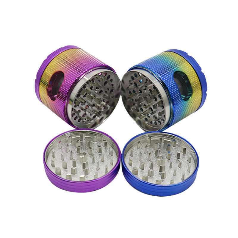 New Design Dazzle Smoke Grinder High Quality Window Penetrating Metal Herb Grinder Concave Cover Smoke Grinder