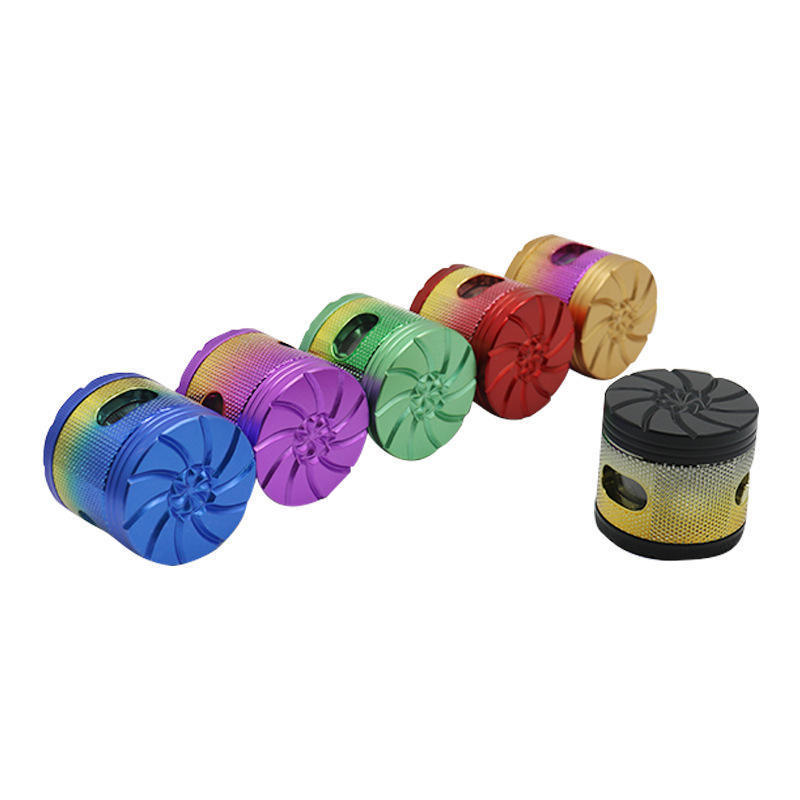 New Design Dazzle Smoke Grinder High Quality Window Penetrating Metal Herb Grinder Concave Cover Smoke Grinder