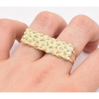 Two Finger Rings Nugget Designer nugget gold plated fashion jewelry two finger rings for men