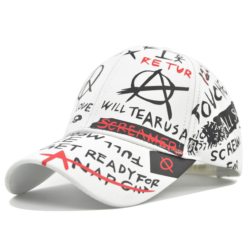 Trendy graffiti printed baseball cap with sun shading duckbill cap