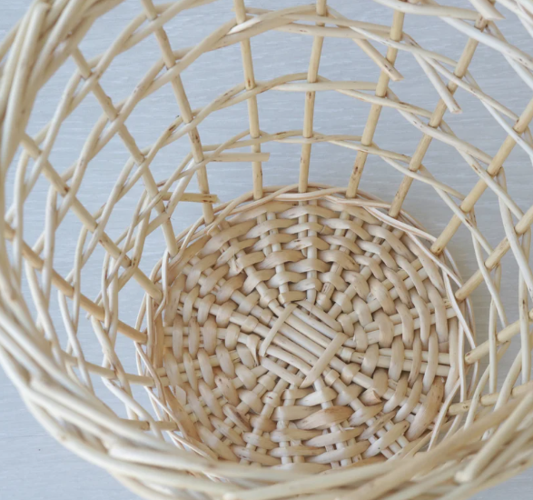 Hanging wicker basket, onions basket red flat wicker round basket bamboo