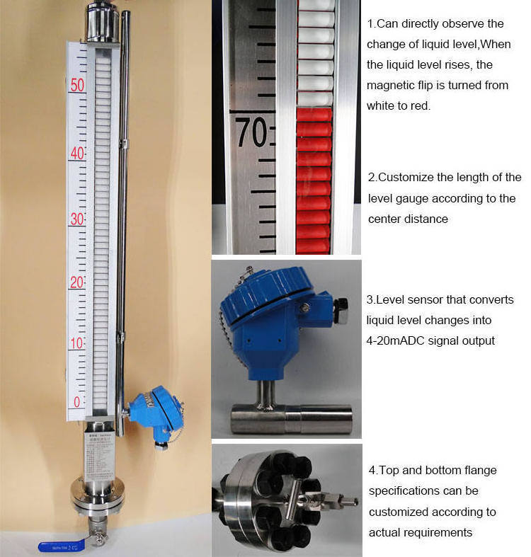 Hart 4~20 mA Industrial High Temperature Float liquid level Fuel Water Fuel Tank Magnetic level Meter Gauge