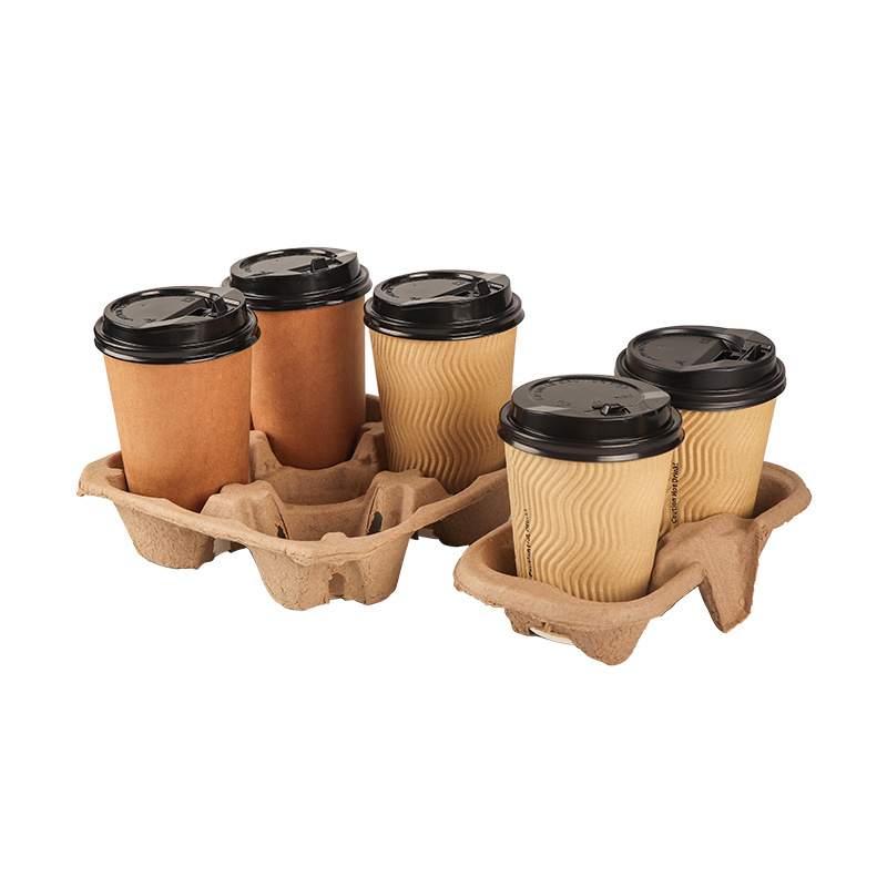 disposable coffee paper cup holder, take away recycling 2 or 4 cup holder coffee cup carrier