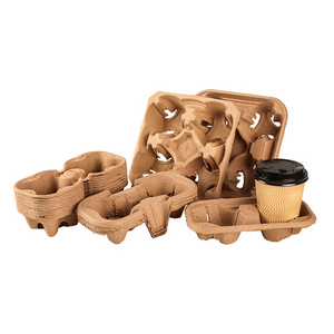 disposable coffee paper cup holder, take away recycling 2 or 4 cup holder coffee cup carrier