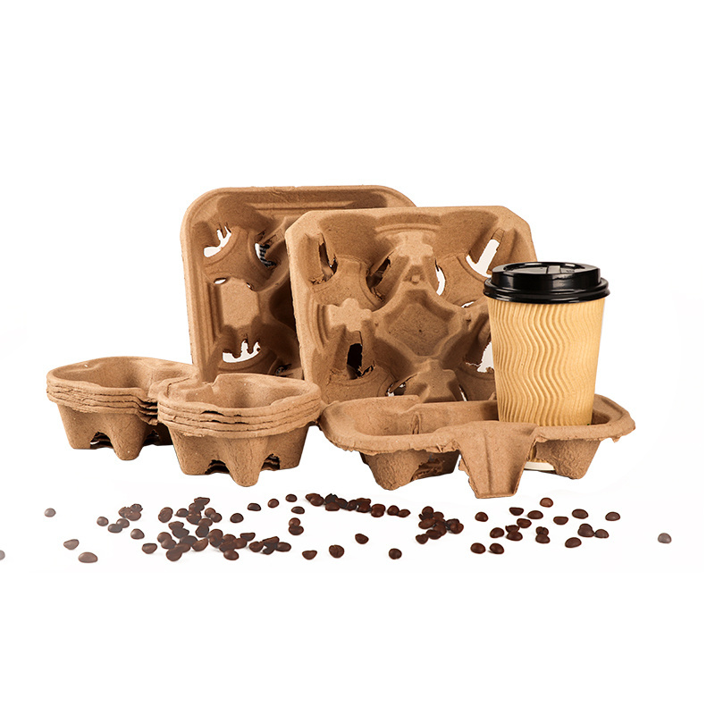 disposable coffee paper cup holder, take away recycling 2 or 4 cup holder coffee cup carrier