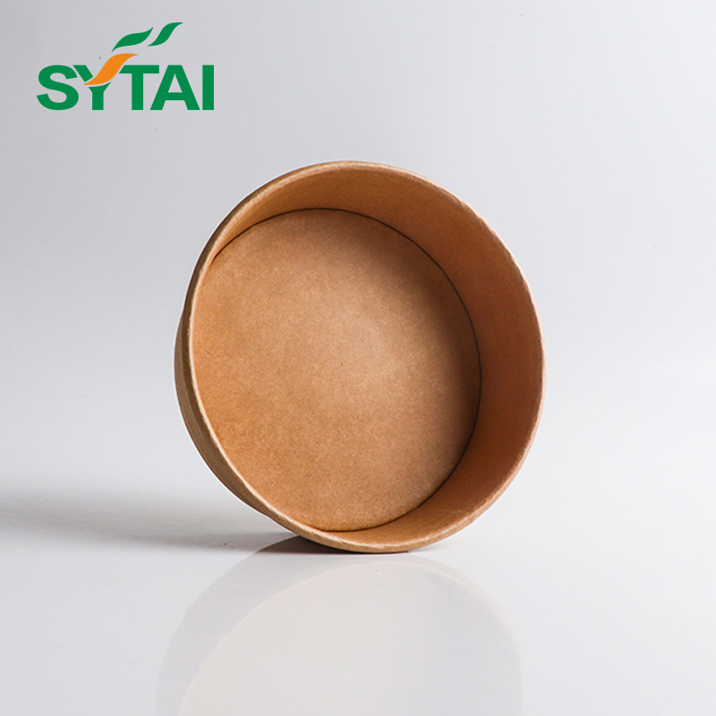 500ml 750ml 1000ml 1100ml 1300ml disposable biodegradable PLA coated water based kraft salad paper bowl with lid