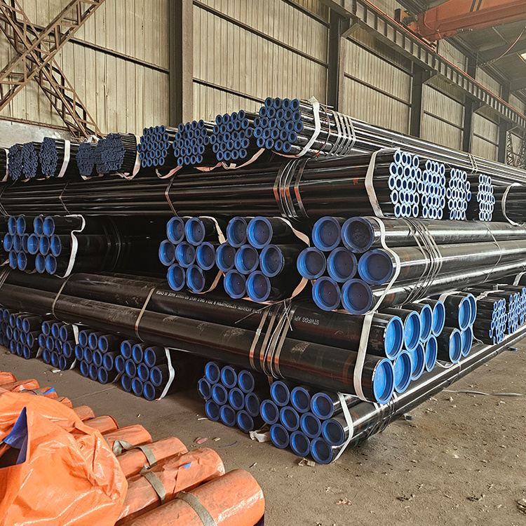 ASTM A53 seamless carbon steel pipe p235gh pipeline end bevel black painted 4'' steel pipes