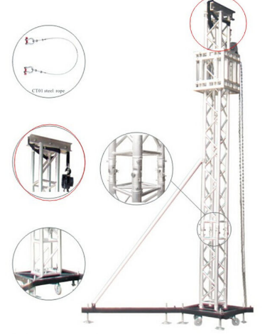 Line array stand crank lift tower tomcat speaker truss bridge