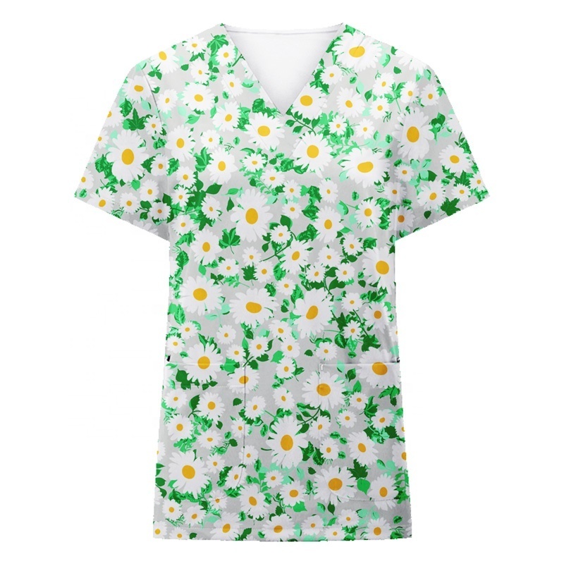 2023 new arrivals short sleeve medical scrubs dropshipping custom scrub tops printed uniform