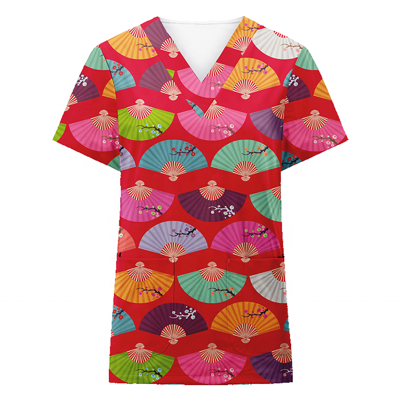 Top selling custom digital printing v-neck short sleeve sexy scrub uniform medical scrubs uniforms