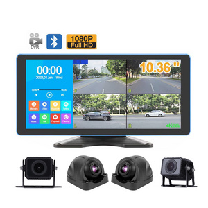 10.36 Inch 4 Channels Split Screen Car MP4 DVR Recorder Monitor With AHD Front Rear Backup Camera For Truck/Bus