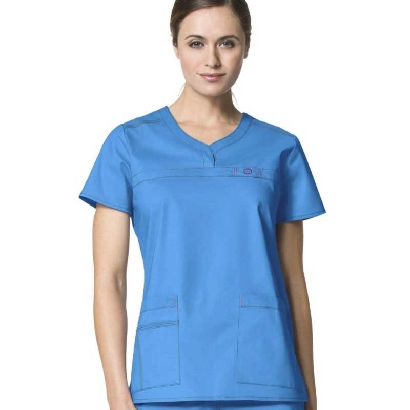 Stylish Solid Embroidery Logo Medical Scrubs/T/CT/R100%Cotton Fabric Medical Scrubs/Resistance Chlorine Bleaching Nurse Scrubs