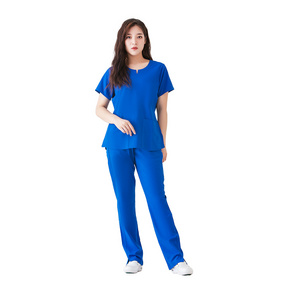 Factory price women navy blue scrubs uniform medic scrubs uniforms sets nurse fashionable stylish