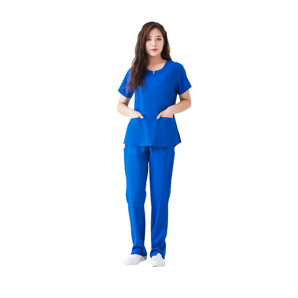 Factory price women navy blue scrubs uniform medic scrubs uniforms sets nurse fashionable stylish