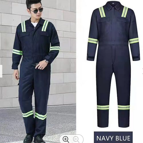 Men's Long Sleeve Mechanic Work Jumpsuit with Multi Pockets Cotton Blend Workwear