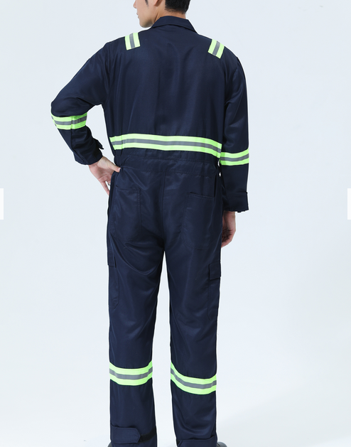 Men's Long Sleeve Mechanic Work Jumpsuit with Multi Pockets Cotton Blend Workwear