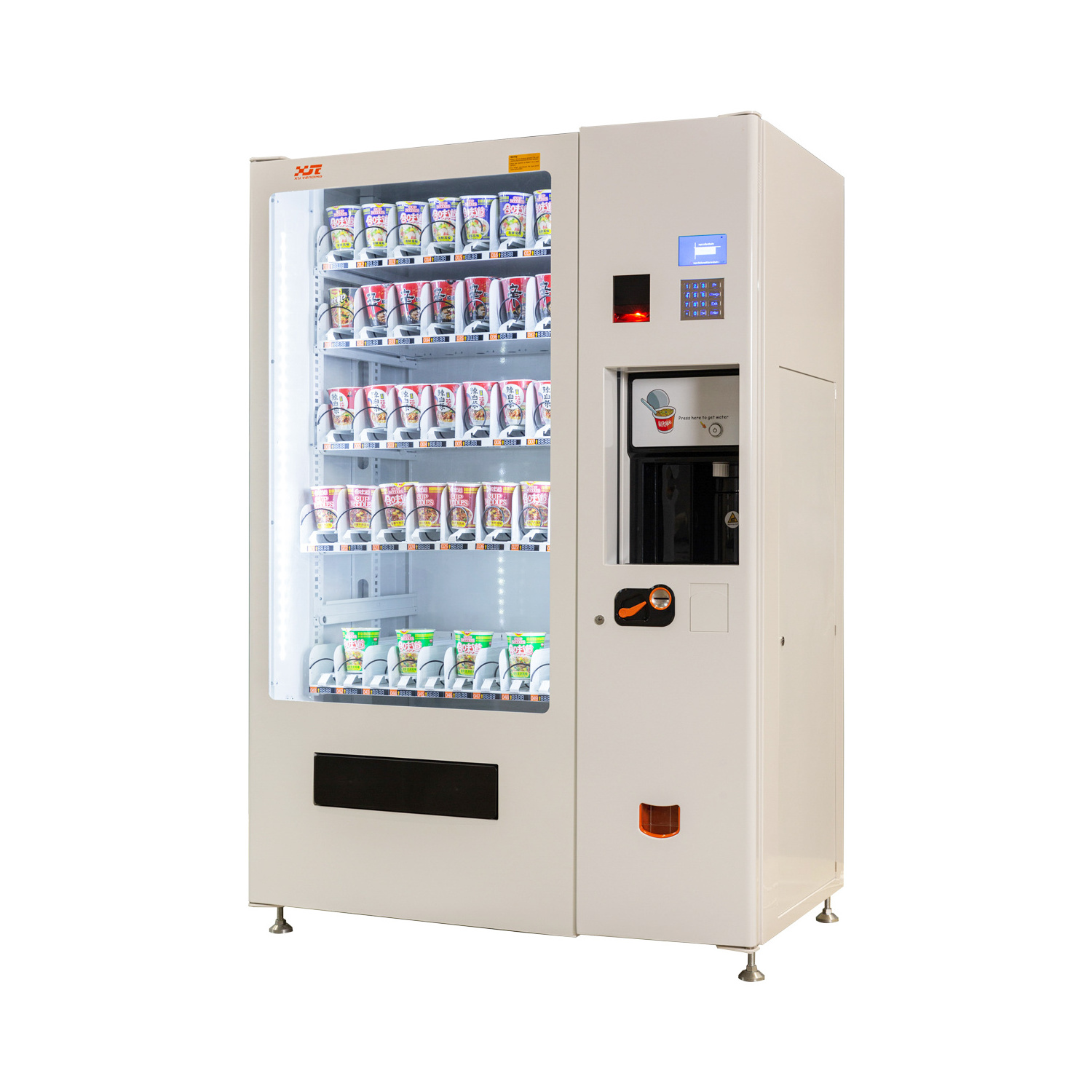 XY Factory Direct Supply hot water heated  Instant Cup Noodle Vending Machine 24hrs Self Service