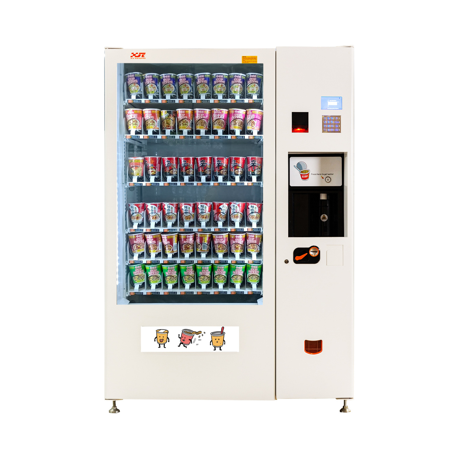 XY Huge Capacity Instant Cup Noodle Ramen Vending Machine With Hot Water Device Remote control  12 months warranty