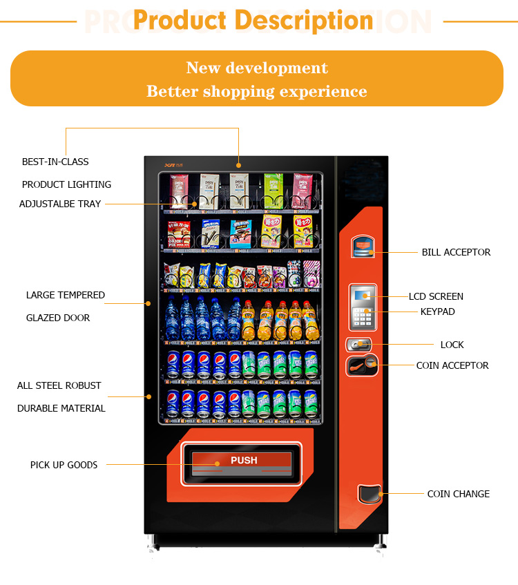 XY 24 hours online self service convenience stores vending machine snack drink