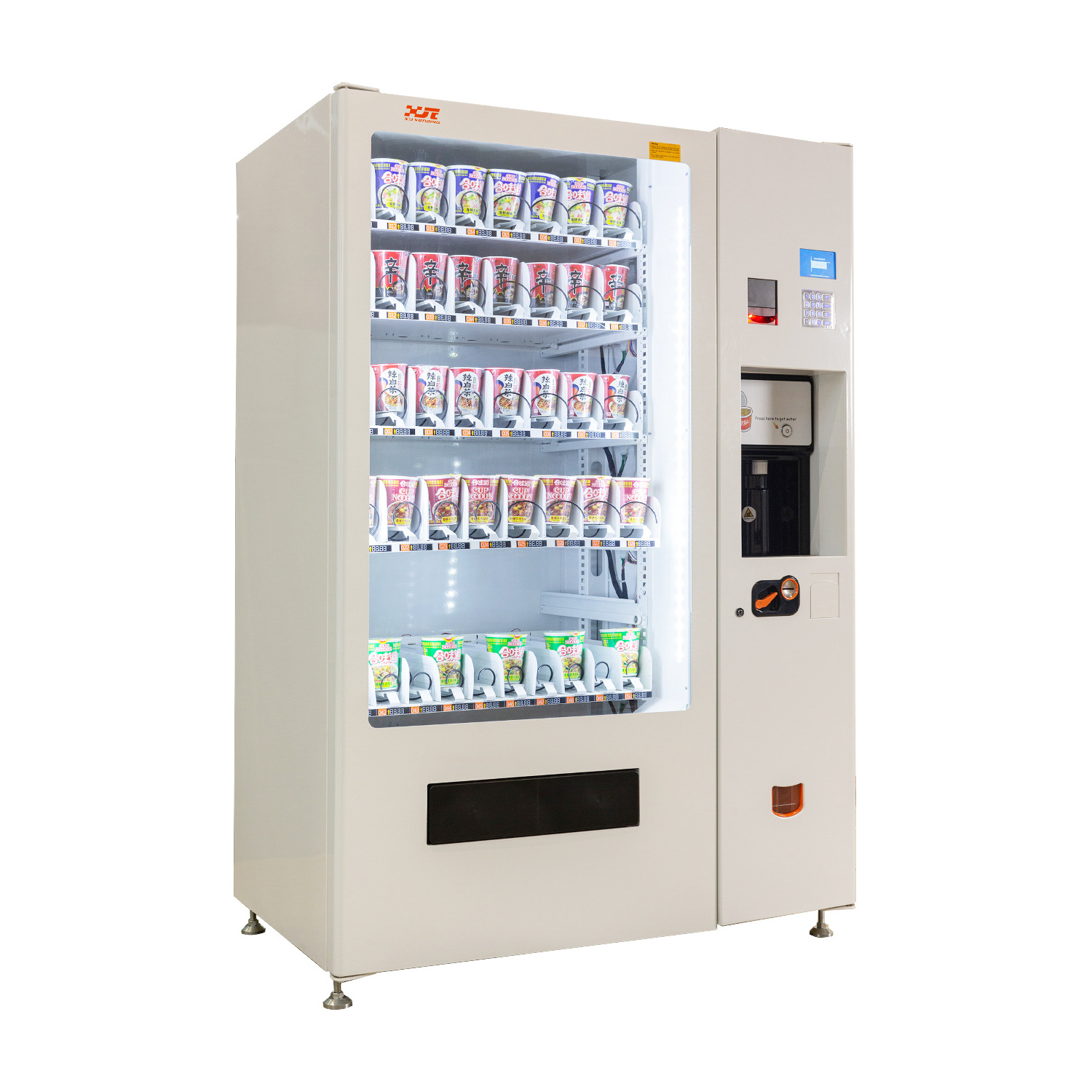 XY Factory Direct Supply hot water heated  Instant Cup Noodle Vending Machine 24hrs Self Service