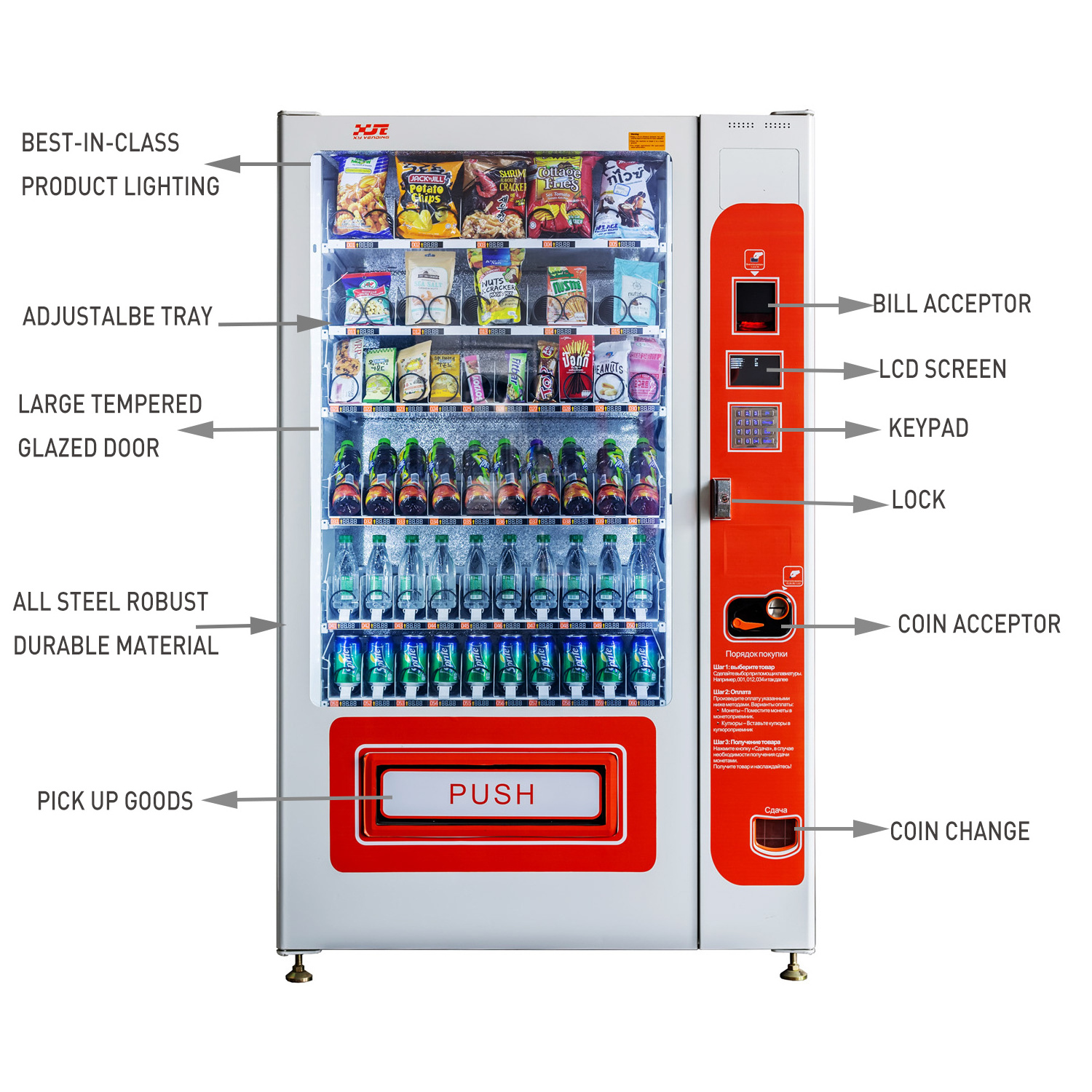 Vending Machine Snacks And Drinks & Combo Vending Machine