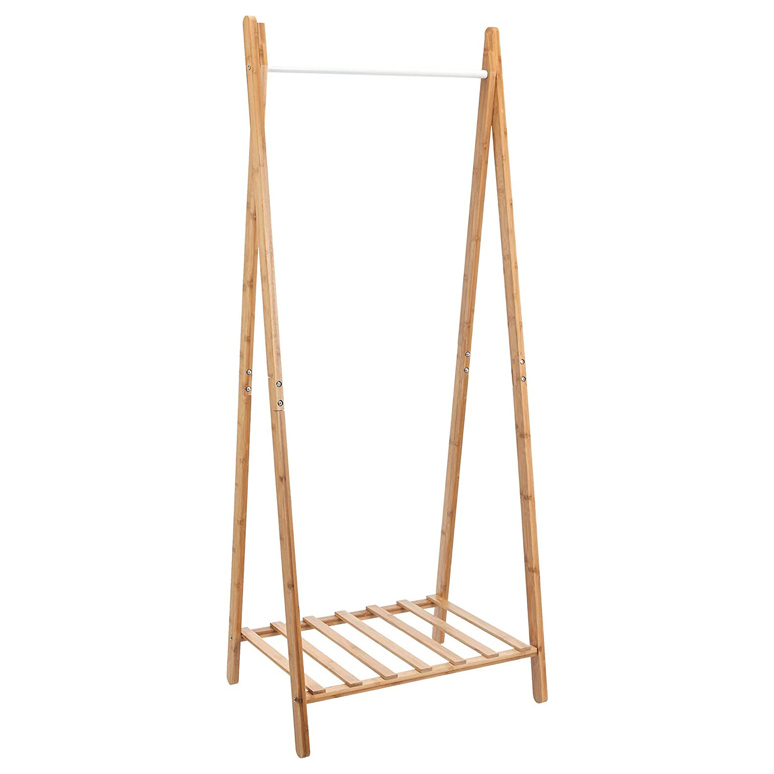 Best selling durable using  Carbonized Color Single Bar Wooden Garment Rack Bamboo Cloth Rack