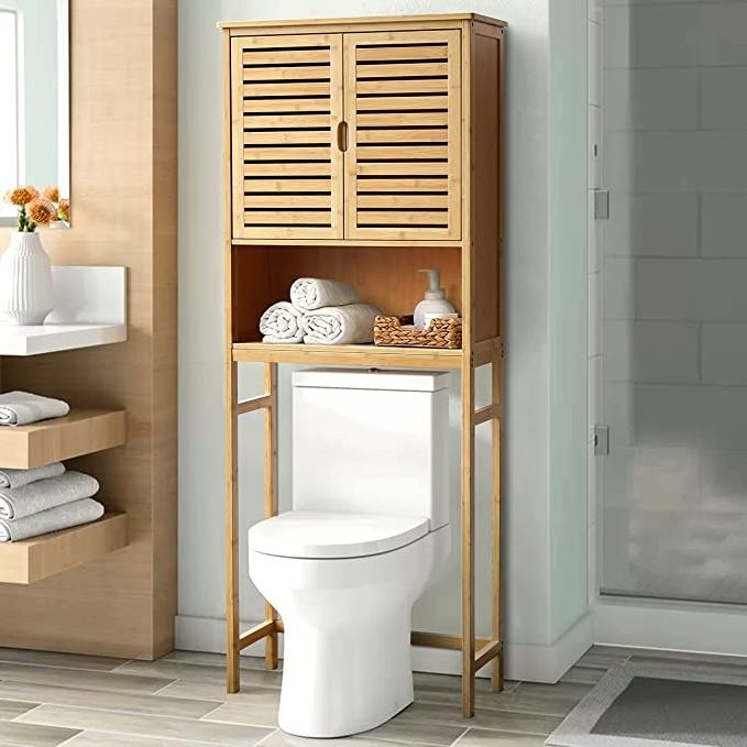 2-Tier Storage Shelves Rack Organizer Bathroom Shelf Over The Toilet storage cabinet with for Bathroom