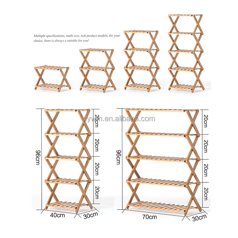 Bamboo Folding Shoe Rack 5-Tier Storage Organizer - Bamboo Wooden Shoes Holder Assembly free