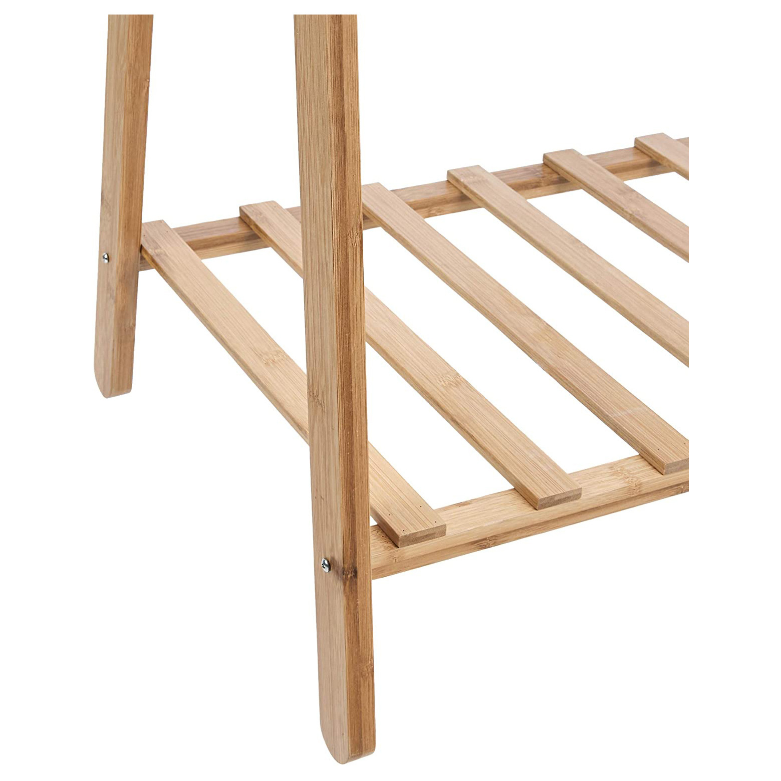 Best selling durable using  Carbonized Color Single Bar Wooden Garment Rack Bamboo Cloth Rack