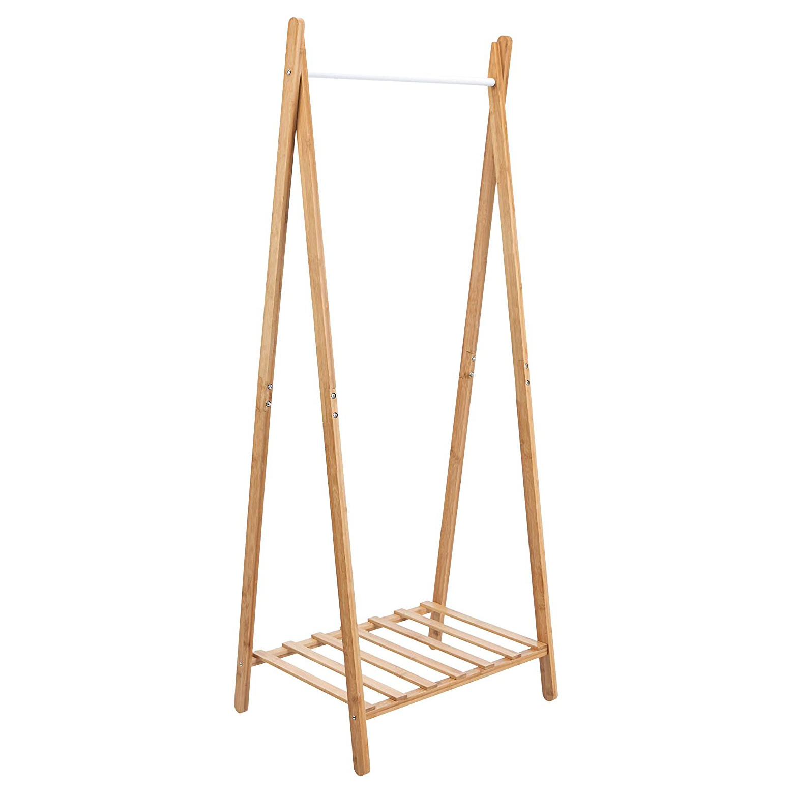 Best selling durable using  Carbonized Color Single Bar Wooden Garment Rack Bamboo Cloth Rack