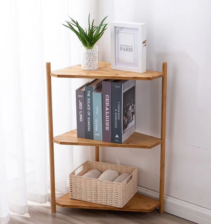 Natural Bamboo 3 Tiers Free-standing Shelf Bathroom Shower Caddy Display Rack For Bathroom Living Room Bedroom