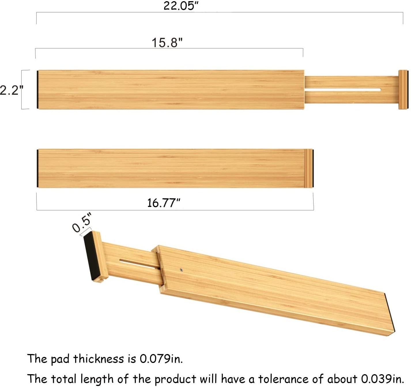 Bamboo Drawer Divider Bamboo Separators Organization Expandable Organizers for Kitchen Bedroom Bathroom