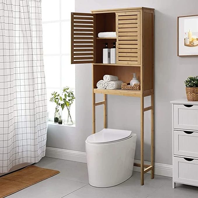 2-Tier Storage Shelves Rack Organizer Bathroom Shelf Over The Toilet storage cabinet with for Bathroom