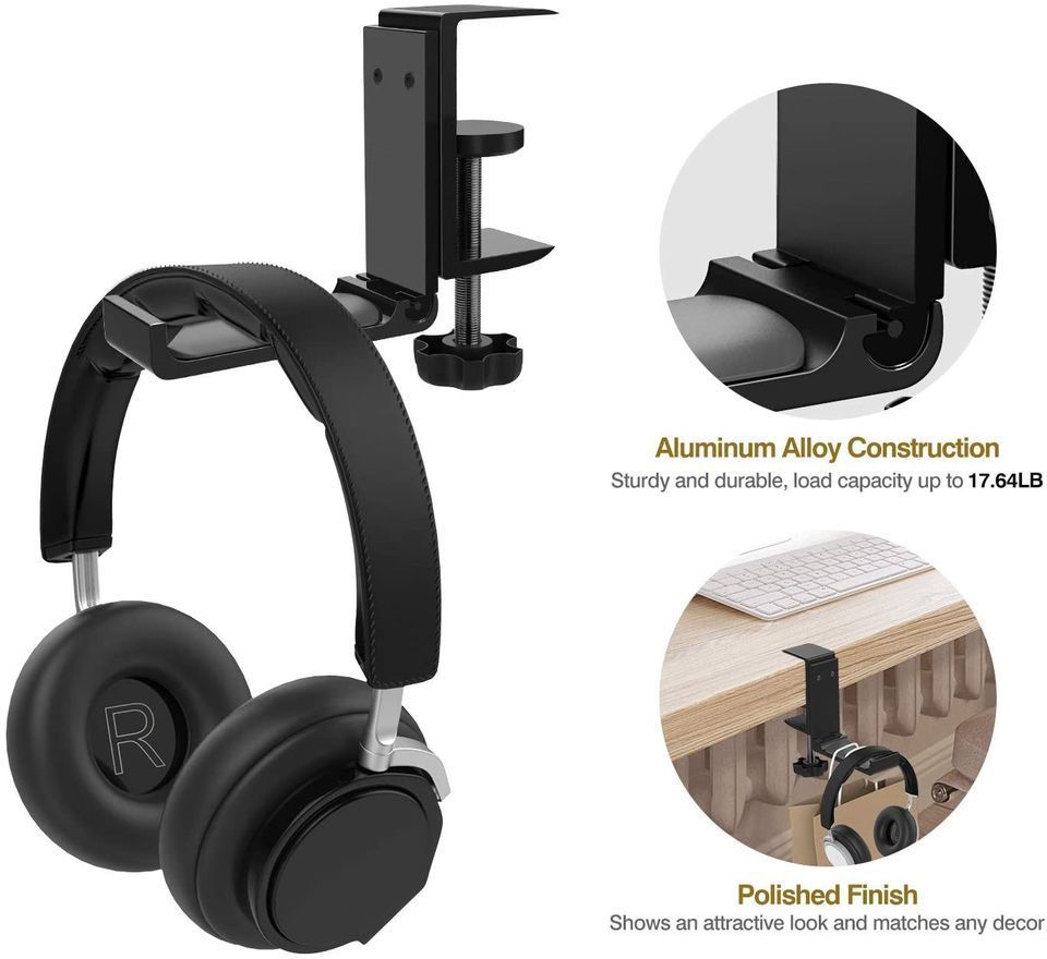 Hot Sale Foldable Gaming Headset Holder Bag Hook Clamp Under Desk Universal Headphone Stand