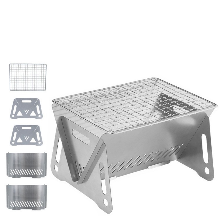 Wholesale Garden Barbecue Grill Stainless Steel Camping Charcoal Oven Detachable Stove Portable Folding Outdoor BBQ Grill