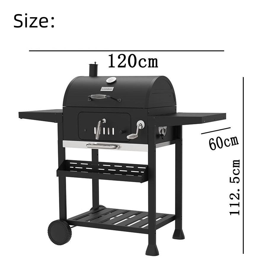 New Arrival Outdoor Built In Trolley Square Metal Heavy Duty BBQ Grills Grid Smoker Barbecue BBQ Charcoal Grill