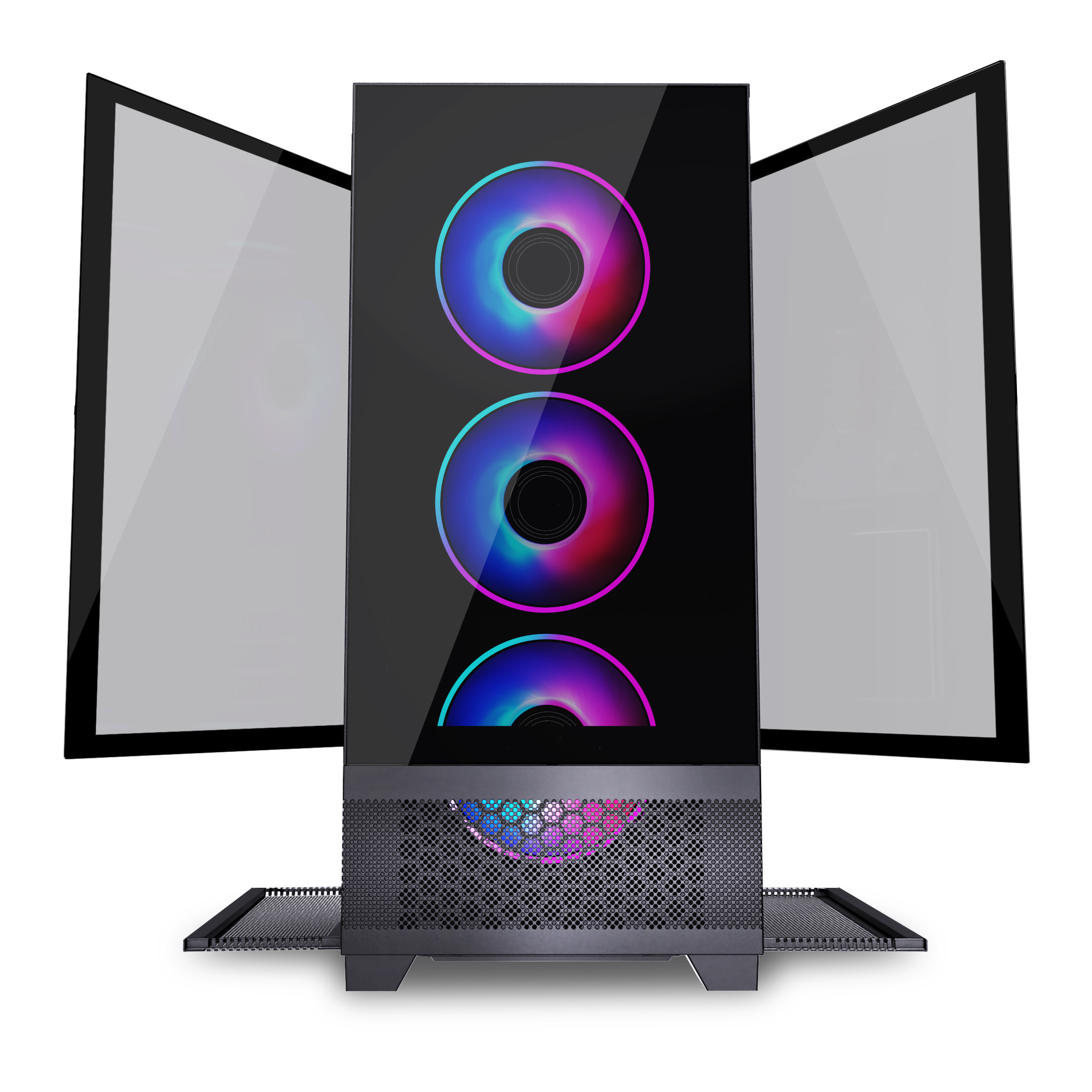 XYZCASE pc cabinet Two tempered glass gaming ATX full tower gamer computer case RGB fan gaming computer cases